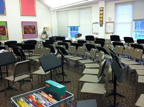 My elementary school band room. Band Room Aesthetic School, Band Room Ideas High School, Middle School Band Room, Music Room Elementary School, Elementary School Music Room Design, Band Classroom, Middle School Band, Band Room, School Band