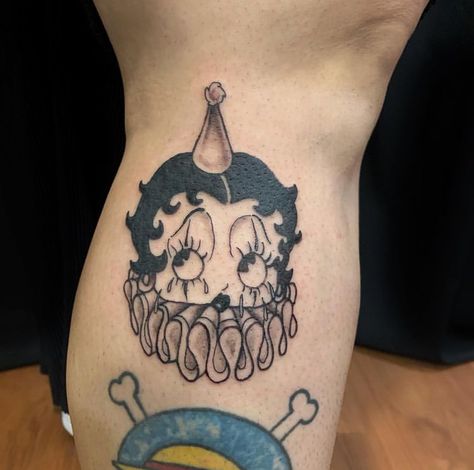 Betty Boop Clown, Ink Blot Test, Santa Muerte Tattoo, Betty Boop Tattoo, Betty Boop Tattoos, Stick Poke Tattoo, Tattoo Themes, Clown Tattoo, Sick Tattoo