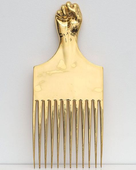 Carlos Rolón I We The People, 2017 I 24 karat gold plated bronze I Edition of 10 I 10 x 4 1/4 in #art #sculpture #originalart Afro Jewelry, Straight Photography, Afro Comb, Afro Pick, Business Colors, Vintage Hair Combs, 24 Karat Gold, We The People, Business Hairstyles