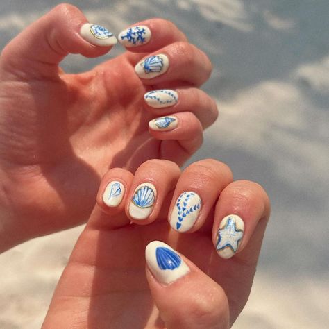 Brityn ★ AZ Nail Technician | So summer mamma mia beach girl 🌊🐚🐋 Swipe for the inspo 😌 | Instagram Beach Nails Inspo 2024, Mamma Mia Nails Ideas, Mamma Mia Beach, Vs Nails, Summer Mamma Mia, Teen Nails, Nails Beach, Beachy Nails, Hippie Nails