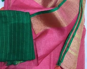 Lenin Sarees, Jute Sarees, Saree Kanchipuram, Cotton Saree Designs, Linen Sarees, Elegant Fashion Wear, Saree Blouse Patterns, Simple Sarees, Designer Saree Blouse Patterns