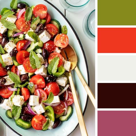 Food Inspired, Greek Salad, Color Palettes, Color Schemes, Color Palette, Salad, Quick Saves, Color, Colour Palettes