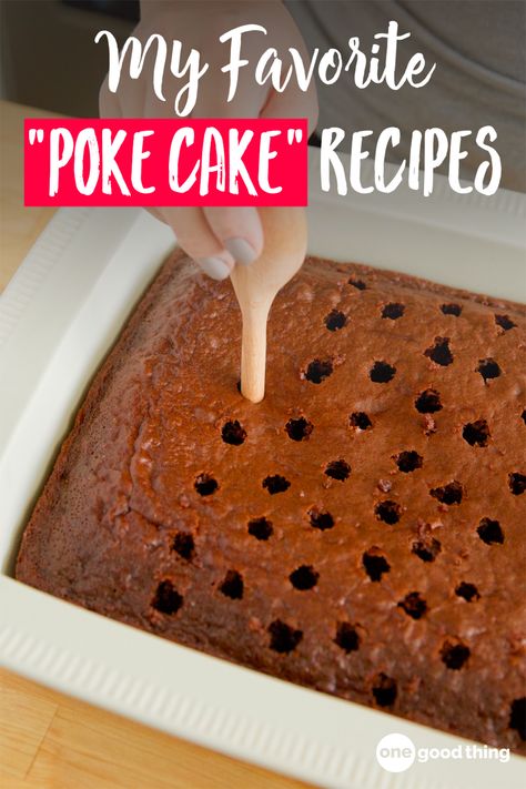 Dive into the deliciously decadent world of poke cakes! I'm sharing the recipe for BTS Cake (a Utah classic), plus 6 other poke cake variations you'll love! #cakerecipes #pokecake Things To Make With Chocolate Cake, Yummy Easy Cake Recipes, Brownie Poke Cake Recipes, Poke Cake Recipes Using Box Cake Mixes, Cake Recipes Poke Cakes, Favorite Cake Recipes, Easy Cakes For Beginners, Easy Desserts With Few Ingredients Cake Mixes, Cake Mix Poke Cake Recipes