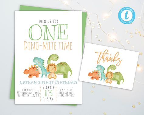 Excited to share this item from my #etsy shop: EDITABLE Dinosaur Birthday Invite, Dino-Mite First Birthday Invitation, T-Rex Birthday, 1st Birthday, Boy Birthday, Instant Download Dinosaur Birthday Invite, Boys 1st Birthday Party Ideas, Dinosaur First Birthday, First Birthday Party Themes, First Birthday Themes, Dino Birthday, Dinosaur Birthday Party, First Birthday Invitations, Boy First Birthday