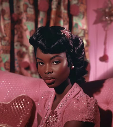 Black Hollywood Glamour, 50s Makeup, Afrocentric Fashion, Blonde Waves, Vintage Black Glamour, Black Hollywood, Black Femininity, Photoshoot Themes, Model Aesthetic