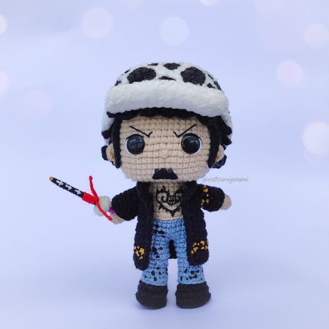 NOTE: This is a digital crochet PATTERN, NOT a finished item This is the amazing Trafalgar Law Funko Pop style Amigurumi. A step-by-step guide with several images for you to make this incredible amigurumi. This pattern has lots of photos and explanations to make it easier. I'm sure you'll love it And to complete the collection we have other beautiful characters from rock, series and cartoons! THIS PATTERN IS TRAFALGAR LAW ONLY AVAILABLE IN ENGLISH ONLY (US terminology) The finished Trafalgar Law One Piece Crochet Pattern, One Piece Amigurumi, One Piece Crochet, Trafalgar Law One Piece, Law One Piece, Disney Crochet Patterns, One Piece Cartoon, Crochet One Piece, Crochet Romper