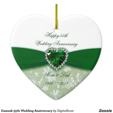 Damask 55th Wedding Anniversary Ceramic Ornament 55th Anniversary Gifts, Emerald Wedding Anniversary, 60th Anniversary Gifts, 55th Wedding Anniversary, Damask Decor, 55th Anniversary, Anniversary Ornament, Damask Wedding, Images Design