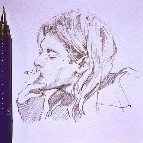 It's Kurt Cobain's birthday! Nirvana Drawing, Kurt Cobain Art, Nirvana Art, Kuvshinov Ilya, Ilya Kuvshinov, Art Appliqué, 캐릭터 드로잉, Arte Sketchbook, Anime Meme