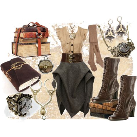 Steam Punk Librarian, created by cherrygoodday on Polyvore.  This could be my costume for Halloween next year.  Or the pub crawl.  Or both. Punk Librarian, Everyday Steampunk, Moda Steampunk, Lady Like, Steampunk Decor, Steampunk Cosplay, Steampunk Wedding, Victorian Steampunk, Steampunk Costume