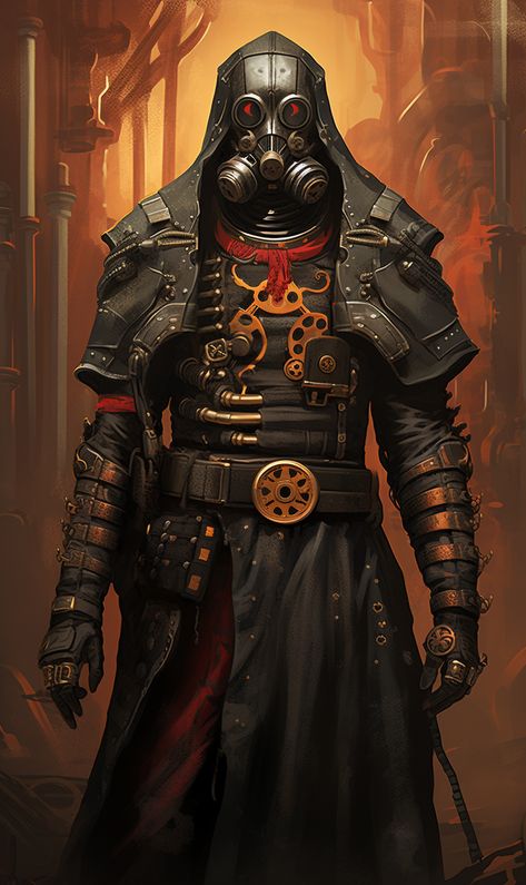 Fantasy Gunslinger, Apocalyptic Character Design, Artificer Armorer, Dnd Artificer Character Design, Steampunk Warrior, Magic Steampunk, Trench Crusade, Steampunk Armor, Male Steampunk