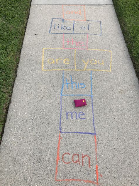 Sight Word Hopscotch, Outdoor Kindergarten, 1st Grade Activities, Learning Sight Words, Esl Classroom, Arts Ideas, Sight Word Activities, Outdoor Learning, Word Activities