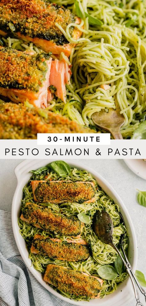 Salmon And Zoodle Recipes, Salmon With Pesto Pasta, Salmon Pesto Recipes, Pesto Salmon Recipes, Soft Meals, Salmon Pesto Pasta, Pesto Salmon Recipe, Salmon Pesto, Veggies Dinner