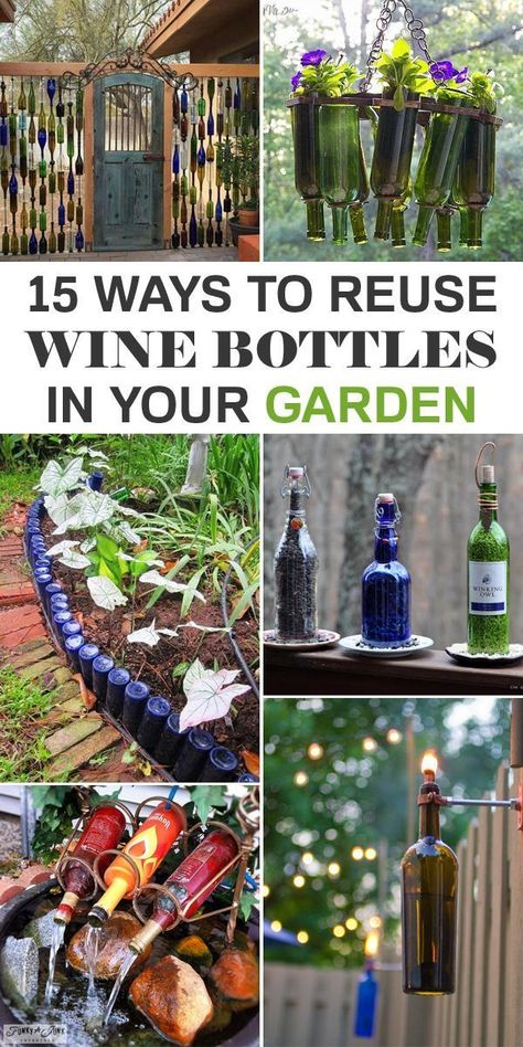 Wine Bottle Repurpose Ideas, Wine Bottle Outdoor Ideas, Wine Glass Repurpose Ideas, Diy Bottle Wall, Wine Bottle Fence Ideas, What To Do With Old Wine Bottles, Wine Bottle Fountain Diy, Wine Bottle Rain Chain Diy, Recycle Wine Bottles Ideas