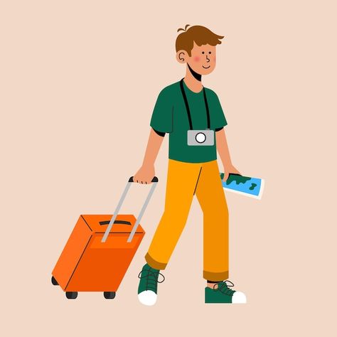 Tourists travelling for holiday vector i... | Premium Vector #Freepik #vector #vacation #holiday #suitcase #tourist Suitcase Illustration, Holiday Suitcase, Technology Icon, Card Banner, House Vector, Poster Invitation, Presentation Template Free, Important Dates, Create Image