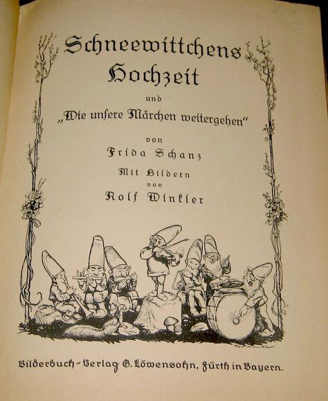 BOOK TITLE PAGE German Fairy Tale Book Schneewittchens Hochzeit Illustrations by Rolf Winkler No Publication Date Title Page Illustration, Vintage Storybook, Book Title Page, Fairytale Book Illustration, Vintage Title Page, German Fairytale Aesthetic, Fairytale Book, Fairytale Books, Title Page Design