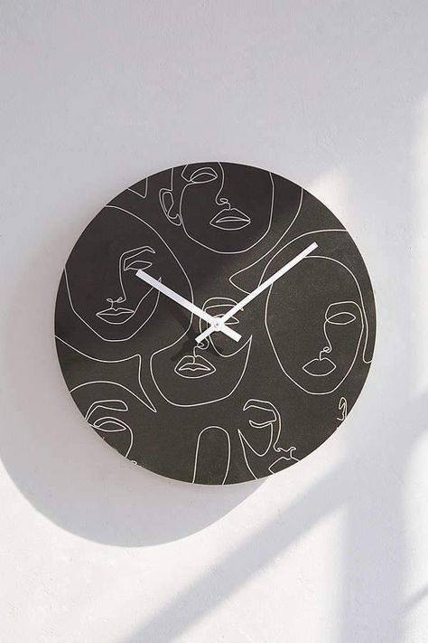 Deny Designs Explicit Design For Deny Faces In The Dark 12" Wall Clock Wall Art Cool, Handmade Wall Clocks, Clock Painting, Diy Clock Wall, Home Decoration Ideas, Clock Art, Wooden Wall Clock, Diy Clock, Cool Ideas