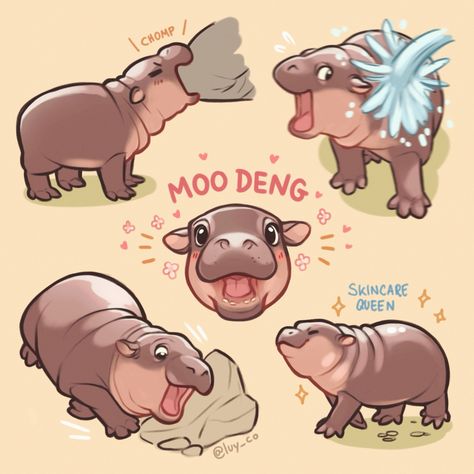 Ambushing you with Moo Deng drawings because yes. I wish I had skin as hydrated and smooth as hers ngl. • • • • #babyhippo #cute #cuteart #moodeng #fanart #sketches Animal Ideas Drawing, Moo Dang Drawing, Moodeng Hippo Cute, Moo Deng Drawings, Cute Disney Animals, Mo Deng, Moo Dang, Hippo Drawing, Cute Animal Character