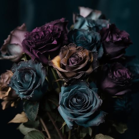 Midnight Rose bouquet with deep metallic colors. Trending dark background. DIY prints for one low price select 20 products storewide. Soon to be integrated Print-on-demand and shipping service. Midnight roses on black background.   Dark background. Roses On Black Background, Eevee Wallpaper, Aquarium Wedding, Dark Beauty Photography, Midnight Rose, Background Dark, Background Diy, Midnight Garden, Dark Flowers