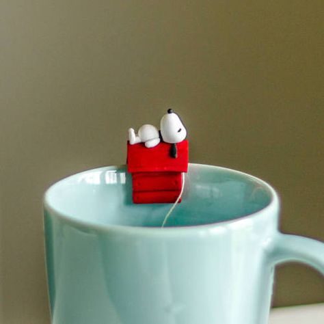 sosuperawesome: Cup Buddies Tea Bag Holders, by... | Snoopy Tea, Tea Bag Holders, Iron Station, Crea Fimo, Tea Holder, Bag Holders, Clay Diy Projects, Clay Crafts Air Dry, Polymer Clay Diy