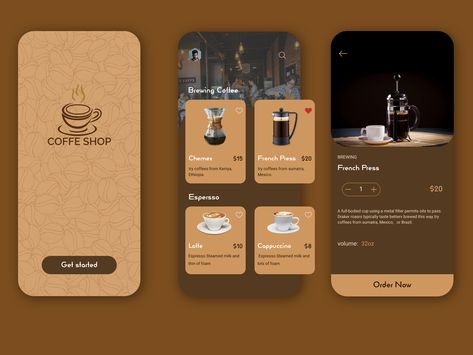 Coffee Shop Mobile, Desain Ux, Catalog Design Layout, Ui Ux 디자인, App Design Layout, Ux App Design, Android App Design, Shop Mobile, Mobile Application Design