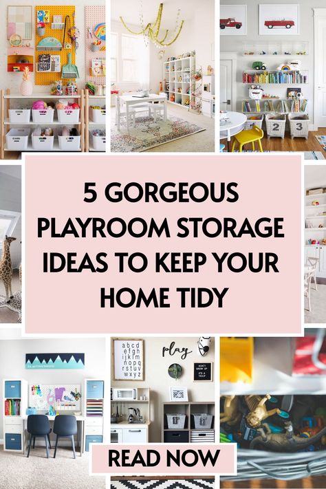 Ready for a playroom makeover? Our article reveals 5 gorgeous playroom storage ideas to help you organize in style. From playroom storage cubes to wall-mounted shelves, you won’t want to miss these tips! 💡🏠 Click to see more! Kallax Playroom Storage, Small Playroom Storage Ideas, Playroom Storage Cabinets, Small Playroom Ideas Space Saving, Playroom Storage Wall, Best Playroom, Creative Toy Storage, Large Toy Storage, Playroom Storage Ideas