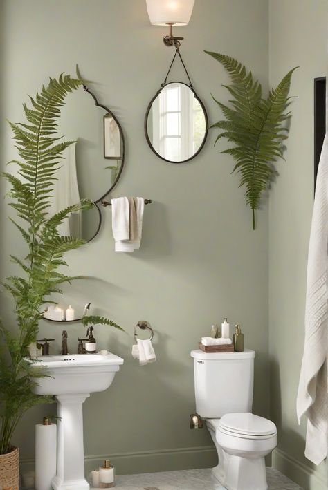 Step into your very own Soft Fern Sanctuary with Bathroom Bliss! Explore the calming hues of BM 2144-40 as we delve into the daily routine of an interior designer. #Ad #homedecor #homedesign #bathroom #Painthome interiorarchitecture best Wall Colors for Bathroom Colors Bright Room Colors best colors combinations bathroom bathroom Remodeling Modern Paint Colors 2024 2 Tone Bathroom Walls, Light Bathroom Paint Colors, Windowless Bathroom Paint Colors, Green Bathroom Paint Colors, Bathroom Color Inspiration, Color Drenched Bathroom, Small Bathroom Color Schemes, Bright Bathroom Paint Colors, Bathroom Wall Color