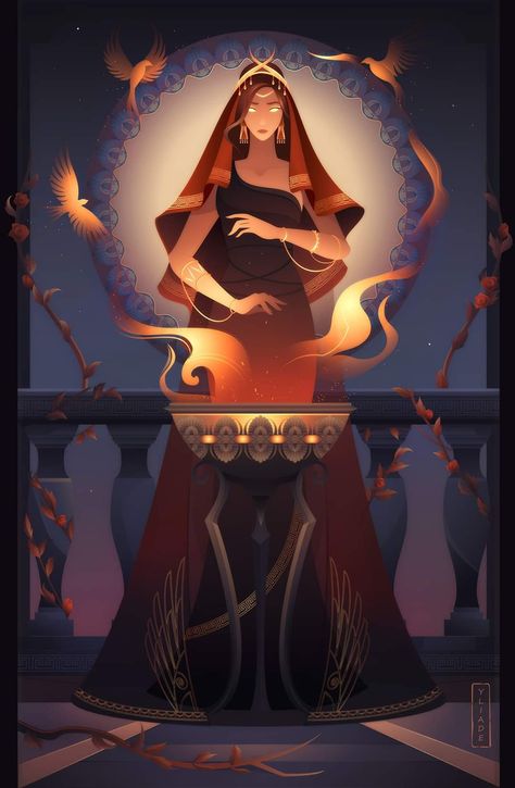 Hestia Goddess Of The Hearth, Greek Goddess Art, Greek Pantheon, Greek Mythology Gods, Greek Gods And Goddesses, Greek And Roman Mythology, Greek Mythology Art, Roman Mythology, Mythology Art