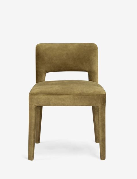 olive green velvet upholstered dining chair Organic Modern Dining, Burled Wood Furniture, Stylish Dining Room, Chair Collection, Bright Living Room, Perfect Chair, Long Lumbar Pillow, Lulu And Georgia, Outdoor Furniture Collections