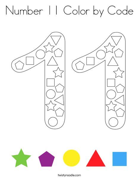 Number 11 Color by Code Coloring Page - Twisty Noodle Number 11 Activities, Number 11 Crafts For Preschoolers, Number 11 Worksheet, The Number 11, Dolphin Coloring Pages, Twisty Noodle, Holiday Lettering, Number 11, Math Printables