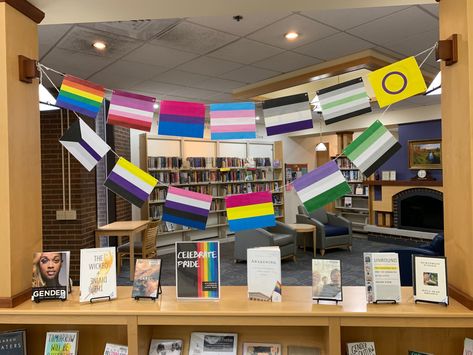 The Pride Flags, Pride Display, Library Display, Library Displays, Pittsburgh Pennsylvania, Hanging Banner, The Pride, School Library, Lgbt Pride