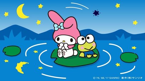 Happy Birthday, Keroppi! My Melody And Keroppi, My Melody And Sweet Piano, Melody And Sweet Piano, Cute Sanrio, Hello Kitty Art, Sanrio Wallpaper, Favorite Cartoon Character, Hello Kitty Friends, Favorite Hobby