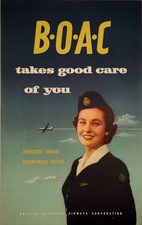 Boaco, Vintage Airline Ads, Airline Poster, British Airline, Vintage Airline Posters, Airline Cabin Crew, Vintage Airline, Aviation Posters, International Airlines