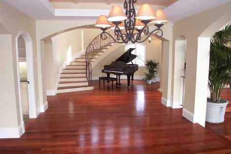 Mahogany hardwood floors - no carpet for me! Cherry Hardwood Flooring, Living Room Hardwood Floors, Wood Floor Colors, Mahogany Flooring, Cherry Wood Floors, Cherry Floors, Types Of Wood Flooring, Diy Wood Floors, Living Room Wood Floor