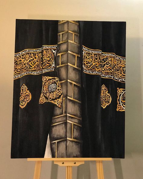 Mariam Sattar Kurd on Instagram: “Ghilaf e Kaaba 🕋🎨❤️ — Acrylic Colours on Canvas 26x32 Inches Available for Sale Dm for Enquiries ✨🎨❤️ —— ____ #hajj #hajj2021…” Islamic Art Canvas, Calligraphy Artwork, Art Painting Tools, Islamic Caligraphy Art, Islamic Calligraphy Painting, Calligraphy Art Print, Acrylic Colours, Calligraphy Wall Art, Caligraphy Art