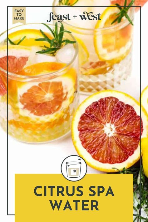 Brighten up your day with a batch of Winter Citrus Spa Water. With four kinds of citrus and sprigs of fresh rosemary, this water is both a beautiful centerpiece for a party and the most colorful way to increase your daily H2O intake. https://feastandwest.com/winter-citrus-spa-water/ Frozen Drinks Alcohol, Breakfast Cocktails, Thanksgiving 2024, Spa Water, Rosemary Sprigs, Citrus Fruits, Mocktail Recipe, Drinks Alcohol Recipes, Frozen Drinks