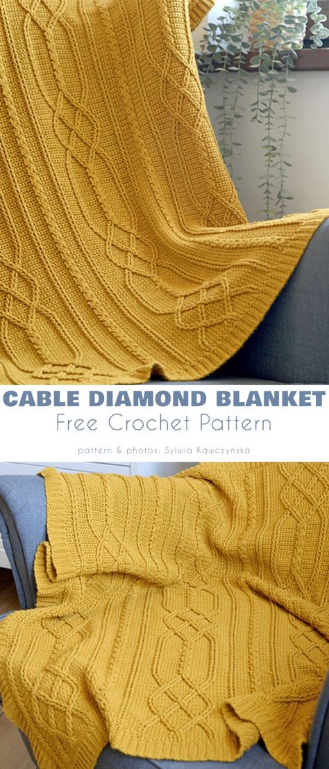 Cable Motif Blanket Free Crochet Patterns Crochet Cable Blanket, Crochet Celtic, Motif Blanket, Cables Blanket, Crochet Cable, Crochet Throw Blanket, Crochet Patterns Free Blanket, Cable Stitch, Crochet Throw