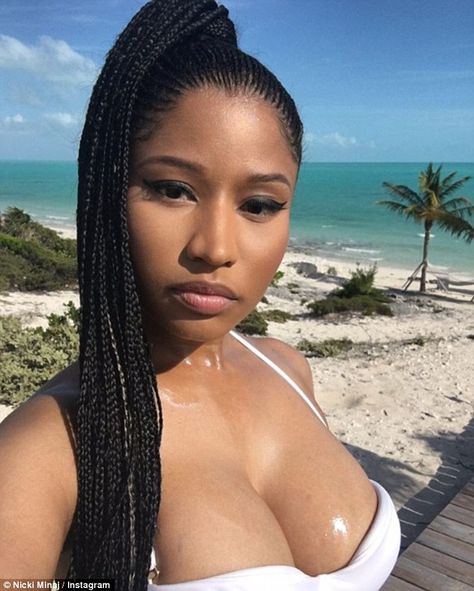 Strange timing: Nicki Minaj, 34, posted this sexy selfie Saturday, less than a day after a  shooting claimed two lives outside her on-again, off-again beau Meek Mill's show Nicki Minaj Braids, Nicki Minaj Meek Mill, Harajuku Barbie, Nicki Minaj Barbie, Nikki Minaj, Nicki Minaj Photos, Nicki Minaj Pictures, Shooting Photo, Nicki Minaj