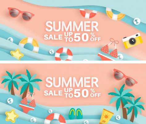 Kids Branding Design, Kids Banner, Summer Sale Banner, Custom T Shirts Design, Desain Buklet, Banner Design Inspiration, Summer Marketing, Summer Banner, Summer Poster