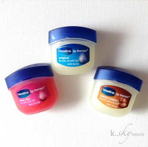 Vaseline Lip Therapy tubs in Rosy Lips, Original and Cocoa Butter ♡ Lips Therapy, Mini Vaseline, Vaseline Rosy Lips, Vaseline Lip Balm, Vaseline Beauty Tips, Vaseline Lip Therapy, Vaseline Lip, Lip Therapy, Rosy Lips