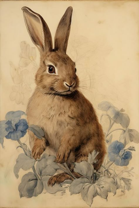 Cottagecore Vintage Bunny Painting Floral Rabbit Portrait - Etsy Bunny Rabbit Crafts, Rabbit Portrait, Bunny Artwork, Easter Decoration Ideas, Brown Rabbit, Rabbit Crafts, Bunny Tattoos, Bunny Painting, Rabbit Painting