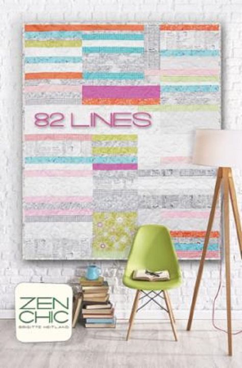 82 Lines Quilt Pattern - Zen Chic - Brigitte Heitland - Moda -Flow- ELQP - Unique Quilt Pattern, Chic Quilts, Quilt Modernen, Beginner Quilt Patterns, Patchwork Quilt Patterns, Strip Quilts, Chic Pattern, Modern Quilt Patterns, Scrappy Quilts