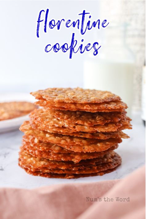 Coconut Florentine Cookies, Florentines Recipe Biscuits, Almond Florentine Cookies Recipes, Italian Lace Cookies, Lace Florentine Cookies, Ice Florentine, Cookies With Cornflakes In Them, Easy Florentines Recipe, Florentine Lace Cookies 12 Tomatoes