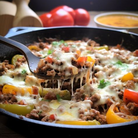 Keto & Low Carb (Diet Recipes) | 😍Keto Stuffed Pepper Skillet 🫑 & loved by so many | Facebook Low Carb Easy Recipes, Stuffed Pepper Skillet, Pepper Skillet, Keto Stuffed Peppers, Lentil Bolognese, Low Carb Easy, Ham Salad, Sweet Potato Wedges, Stuffed Pepper