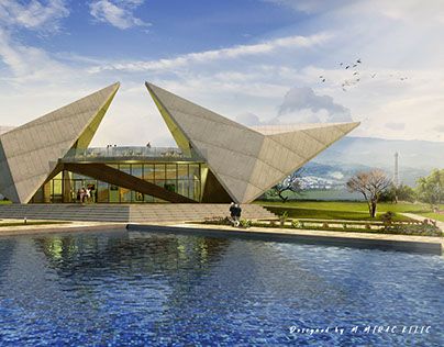 Multipurpose Building Design, Triangular Arch, Triangular Architecture, Admin Building, Transport Hub, Origami Architecture, Multipurpose Hall, Roof Architecture, Architecture Design Drawing