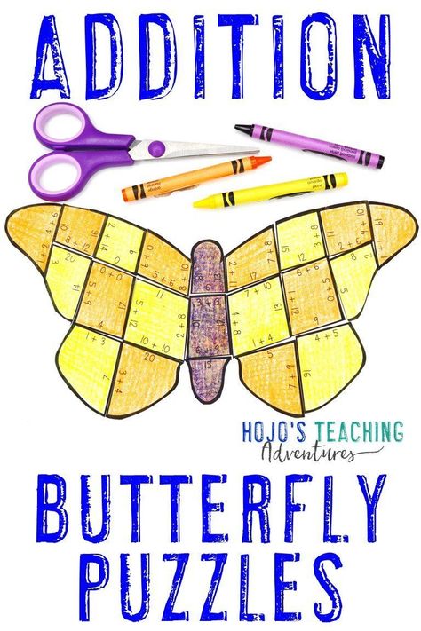 Use these ADDITION butterfly puzzles with your 1st, 2nd, or 3rd grade classroom or homeschool students to master adding math fact fluency this March, April, or May. Let your first, second, or third graders use these for math centers, review, test prep, and more. Great for bulletin boards or decor with a NO PREP option that makes them easy. Click through to grab yours today! #SpringMath #Butterfly #HoJoTeaches Game Bulletin Board, Butterfly Math Activities, Social Studies Vocabulary, Butterfly Activities, Fall Math Centers, Halloween Math Centers, Butterfly Puzzle, Elementary Principal, Butterflies Activities