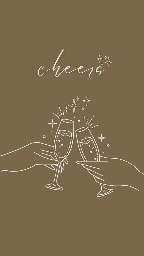 Cheers Wallpaper, Art Phone Wallpaper, Wine Cheers, Tattoo Inspo, Wine Glass, Line Art, Phone Wallpaper, Champagne, Doodles