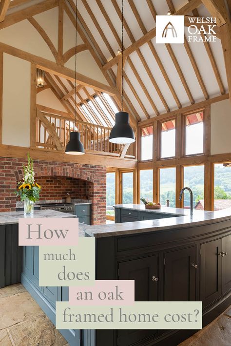 Oak Frame House Interiors, Oak Framed House, Timber Frame Home Interiors, Oak Frame House, Oak Framed Buildings, Timber Frame House, Riverside House, Roof Construction, Two Storey House