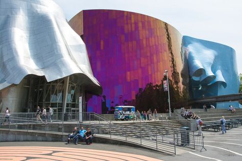 Where in the U.S. is this colorful, wavy building?: Seattle, Washington | Trip Trivia Museum Of Pop Culture, Experience Music, Visit Seattle, Music Project, Jean Nouvel, Rem Koolhaas, Frank Gehry, Famous Architects, Conde Nast Traveler