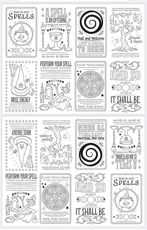 #3 SPELLS  https://coloringbookofshadows.com/wp-content/uploads/2023/12/ColoringBookOfShadows-GrimoireClub-03.pdf Witchcraft Diy, Witch Coloring Pages, Grimoire Book, Ministry Of Magic, Magic Spell Book, Les Nereides, Witch Diy, Commonplace Book, Magick Book