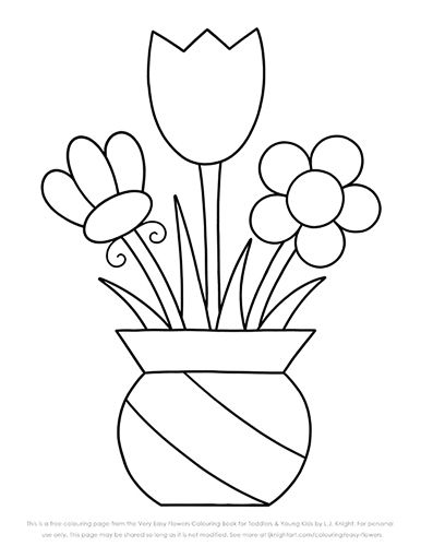 Very Easy Flowers Colouring Book for Toddlers and Young Kids - Free Printable Page Flower Colouring Pages, Spring Templates, Flower Coloring Sheets, Printable Flower Coloring Pages, Toddler Coloring Book, Spring Coloring Pages, Book Flowers, Coloring Page Ideas, Easy Coloring Pages